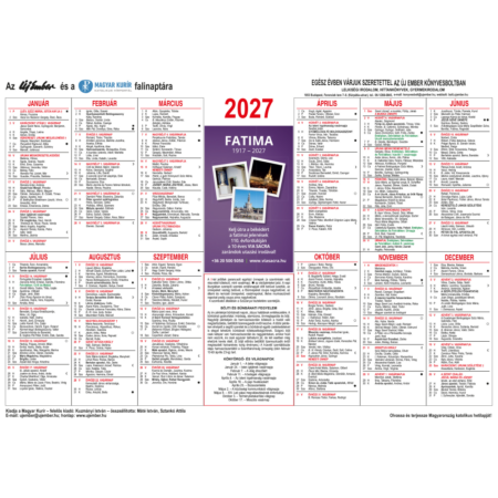 Egylapos falinaptár 2027 ÚJ EMBER